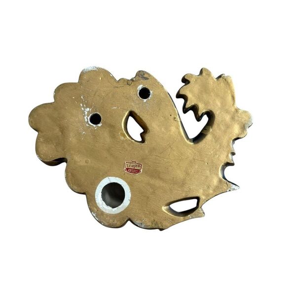 Ucagco Rooster Set Hens Peacock Gold MCM Ceramics Japan 2 Pc Wall Hanging - Picture 8 of 8